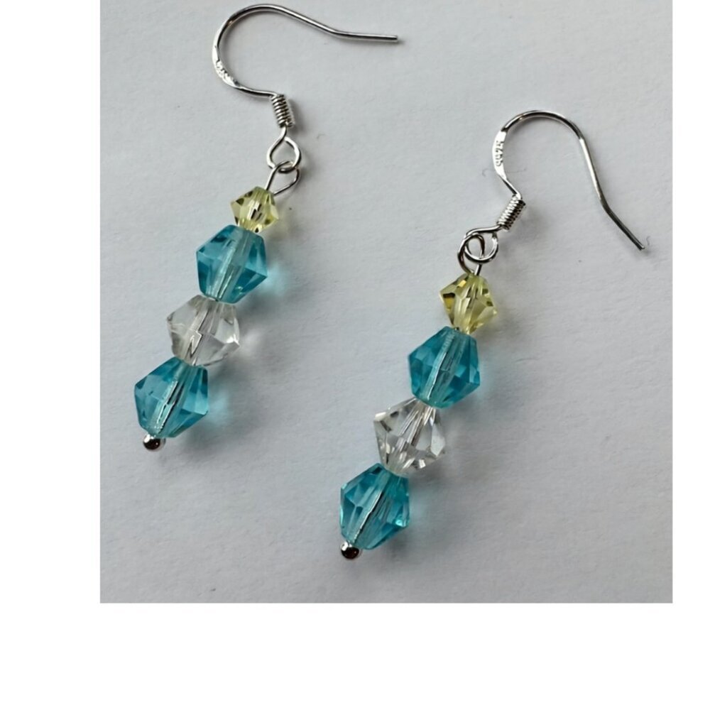 Swarovski Crystal Beaded Dangle Earrings NWT - Picture 2 of 2